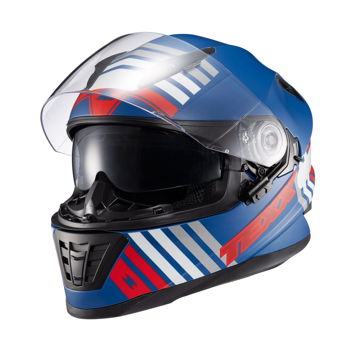 Capacete Texx Wing Grid Azul Vermelho e Branco