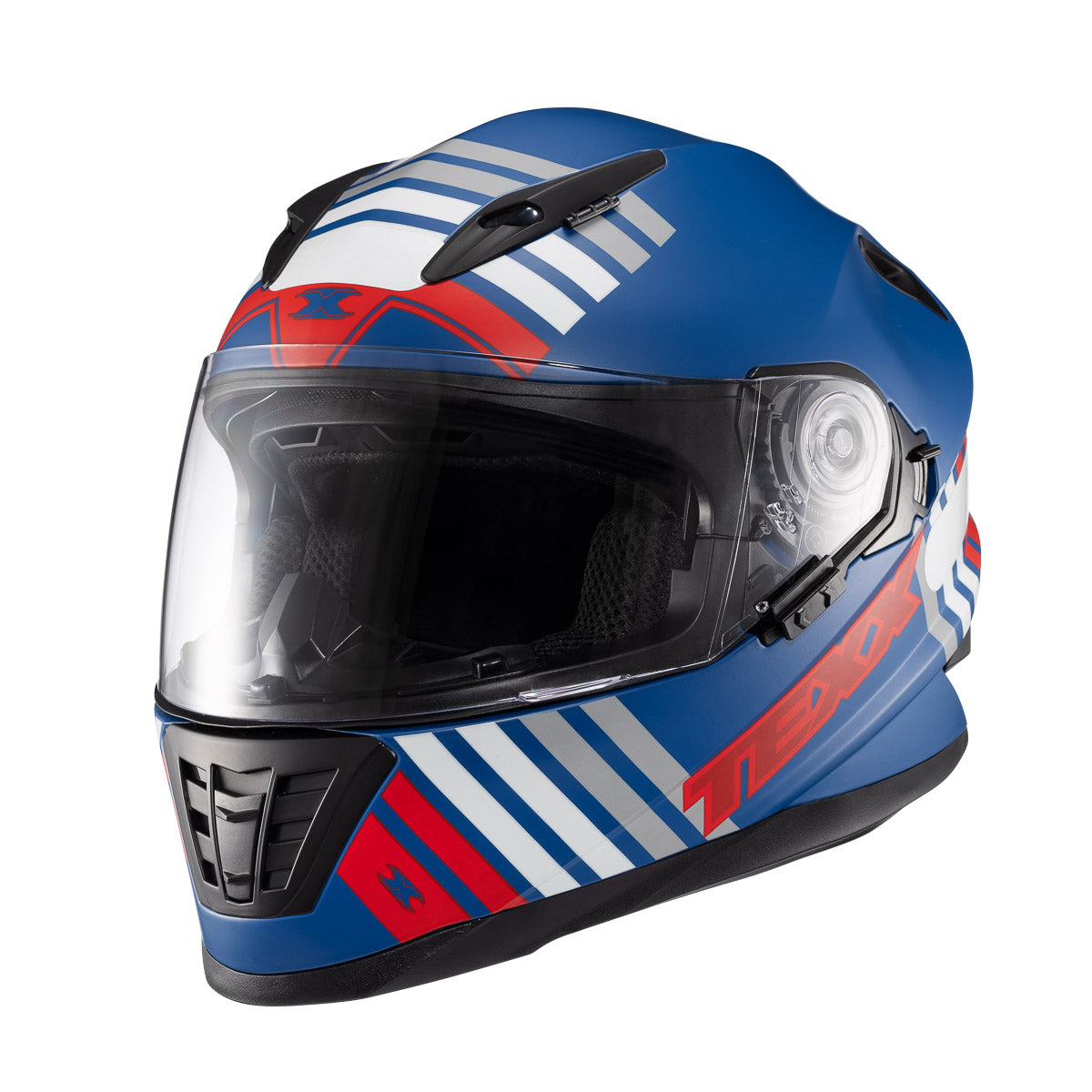 Capacete Texx Wing Grid Azul Vermelho e Branco