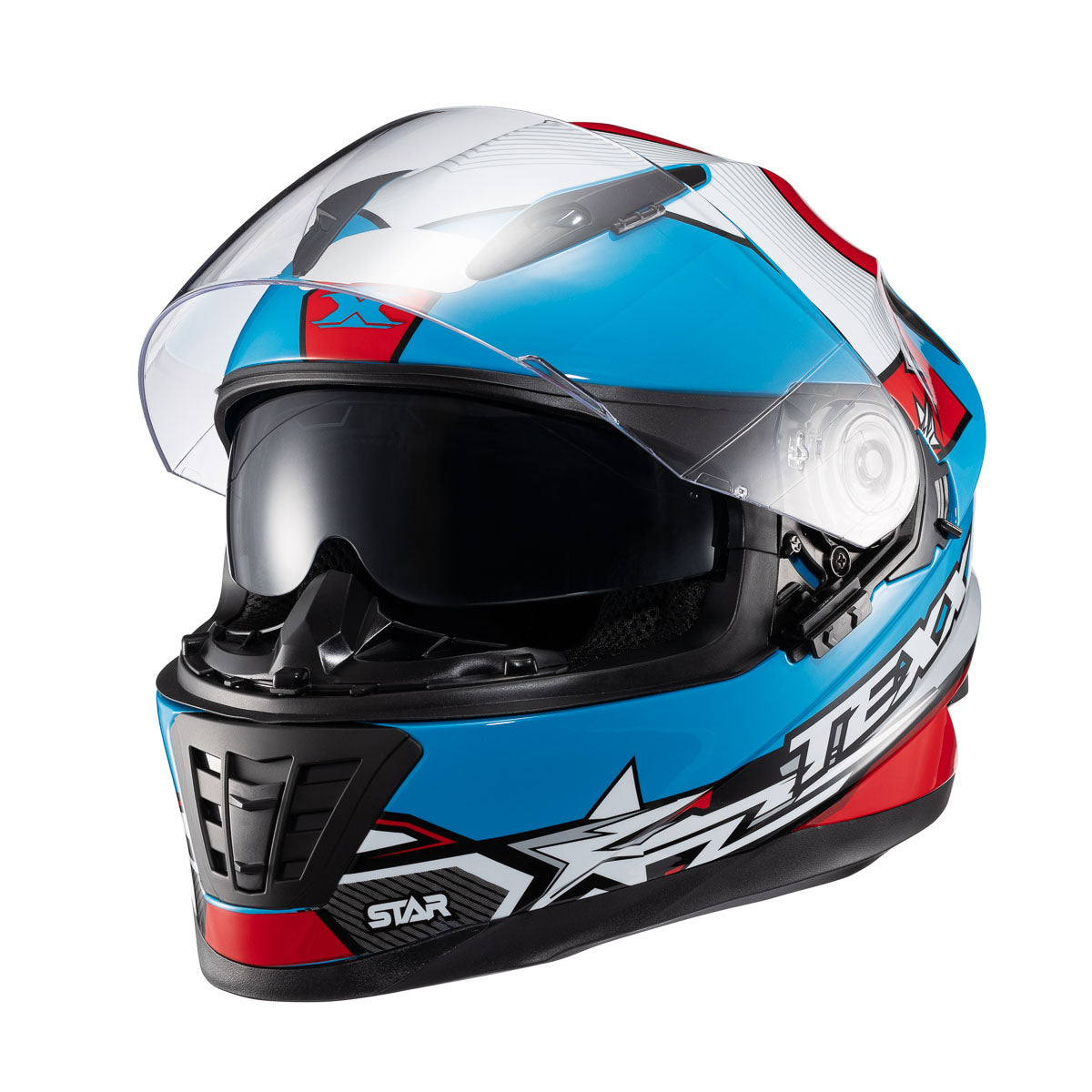Capacete Texx Wing Superstar Azul Vermelho Branco