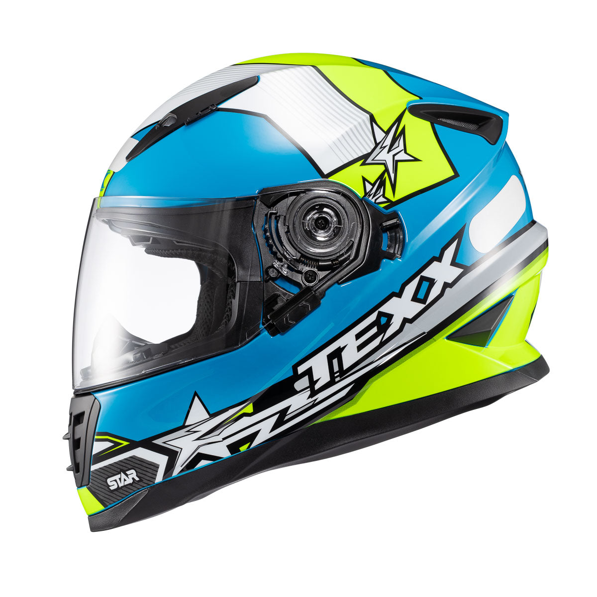 Capacete Texx Wing Superstar Azul Verde Branco