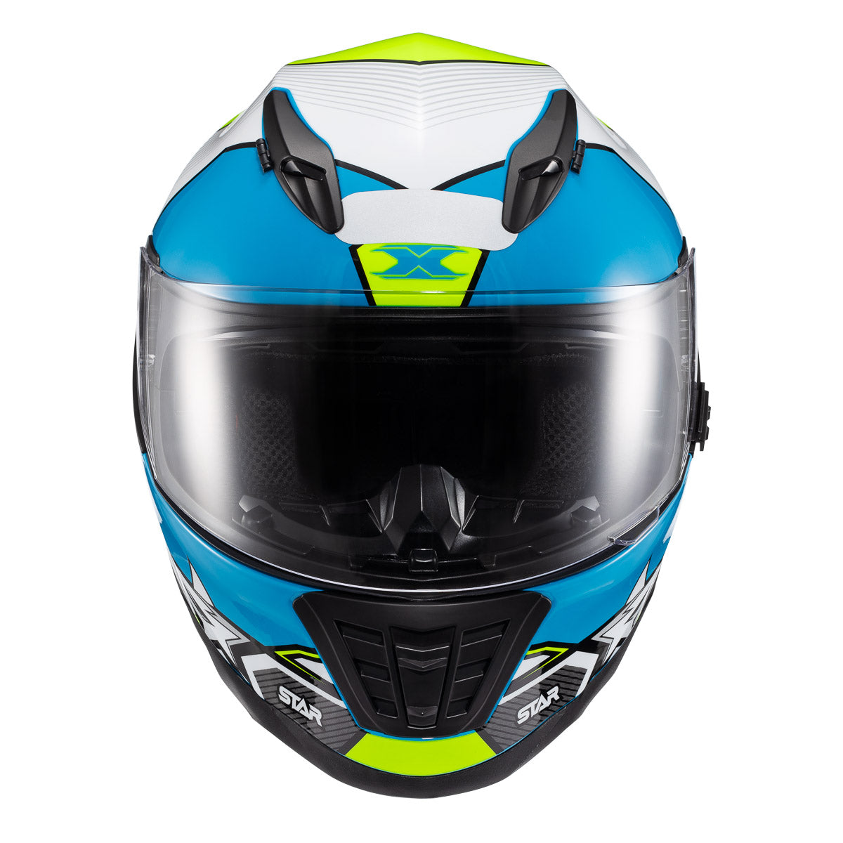 Capacete Texx Wing Superstar Azul Verde Branco