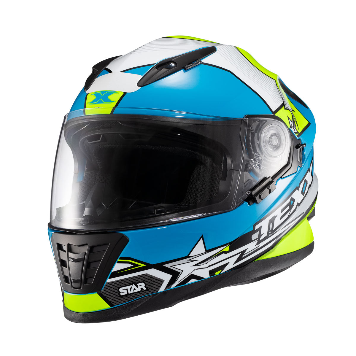 Capacete Texx Wing Superstar Azul Verde Branco