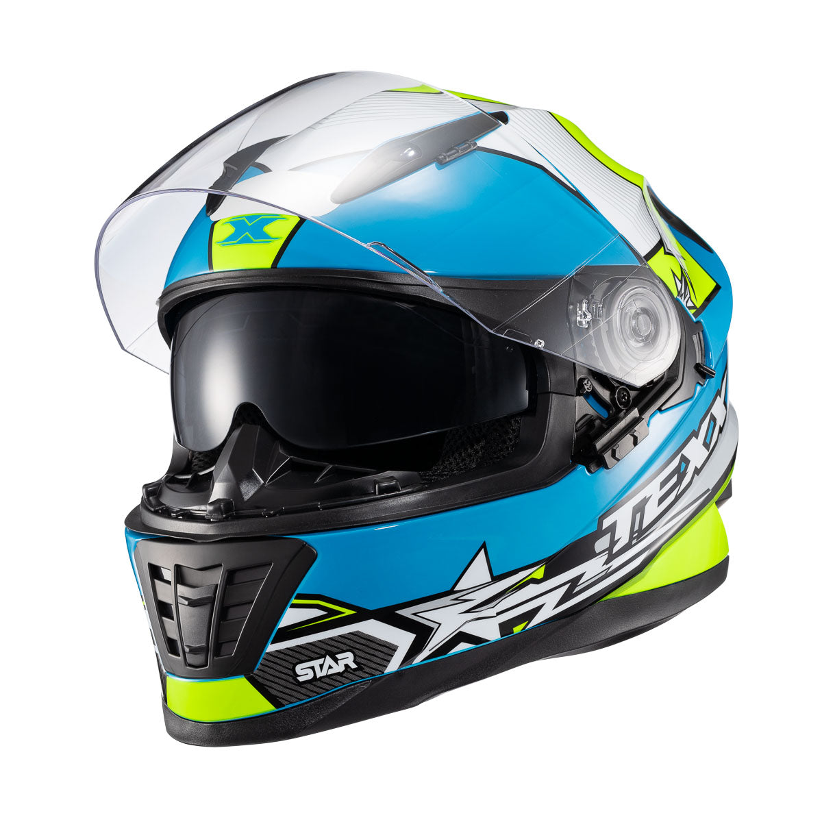 Capacete Texx Wing Superstar Azul Verde Branco