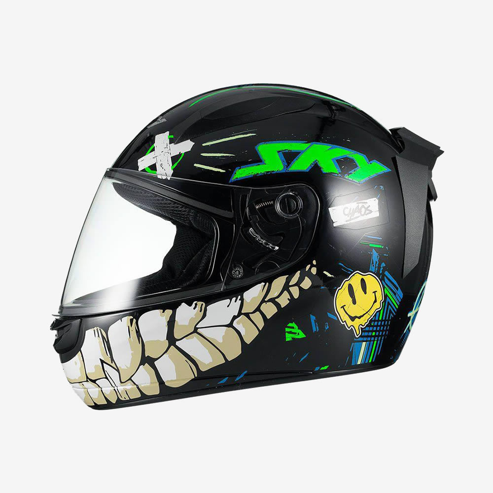 Capacete Moto Sky Two Chaos Preto Fosco Verde