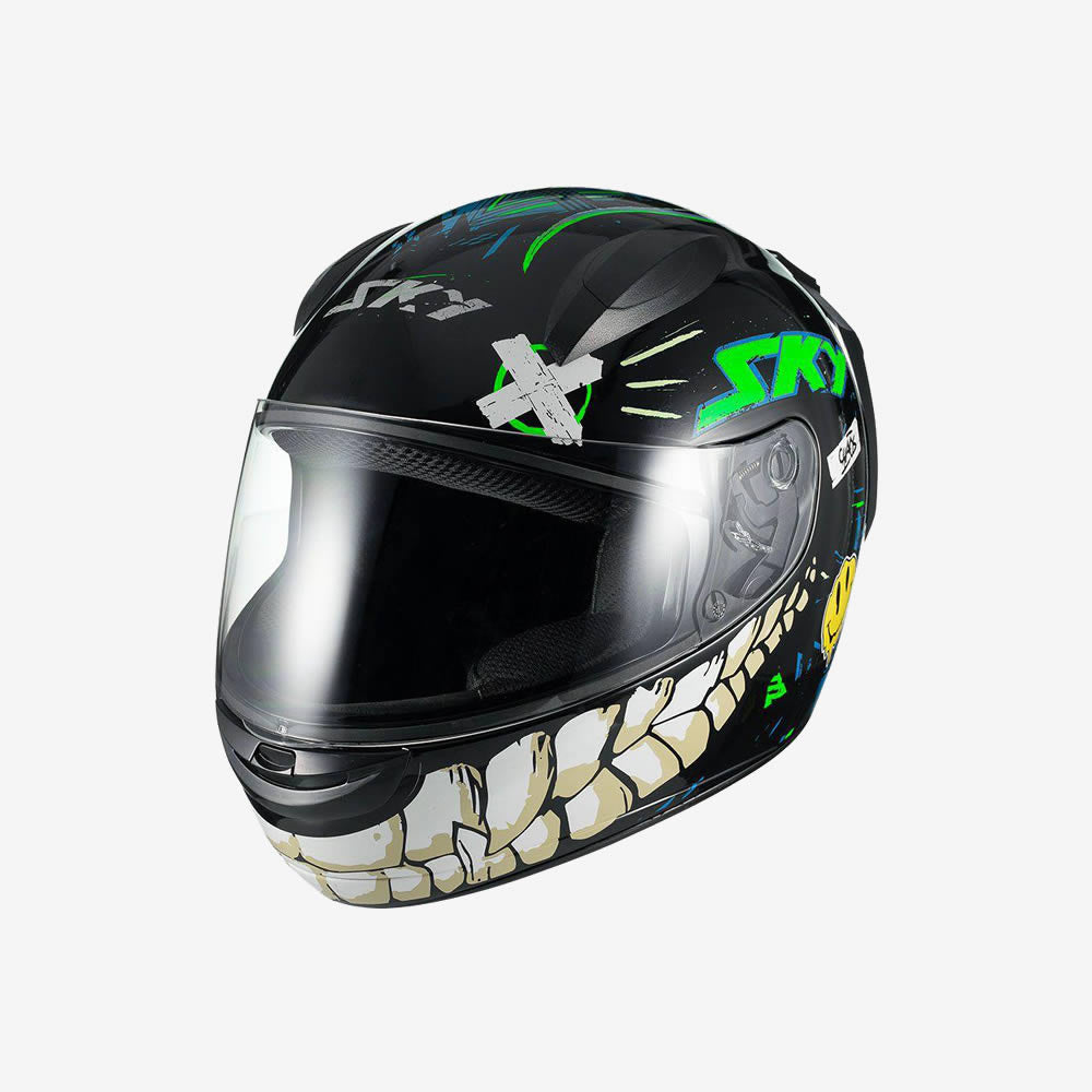 Capacete Moto Sky Two Chaos Preto Fosco Verde