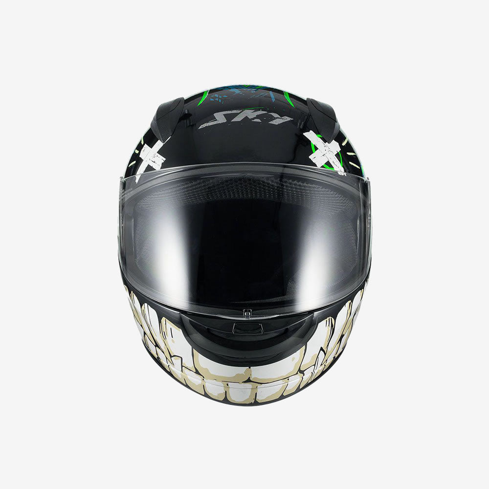 Capacete Moto Sky Two Chaos Preto Fosco Verde