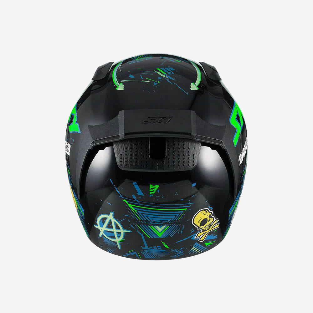 Capacete Moto Sky Two Chaos Preto Fosco Verde