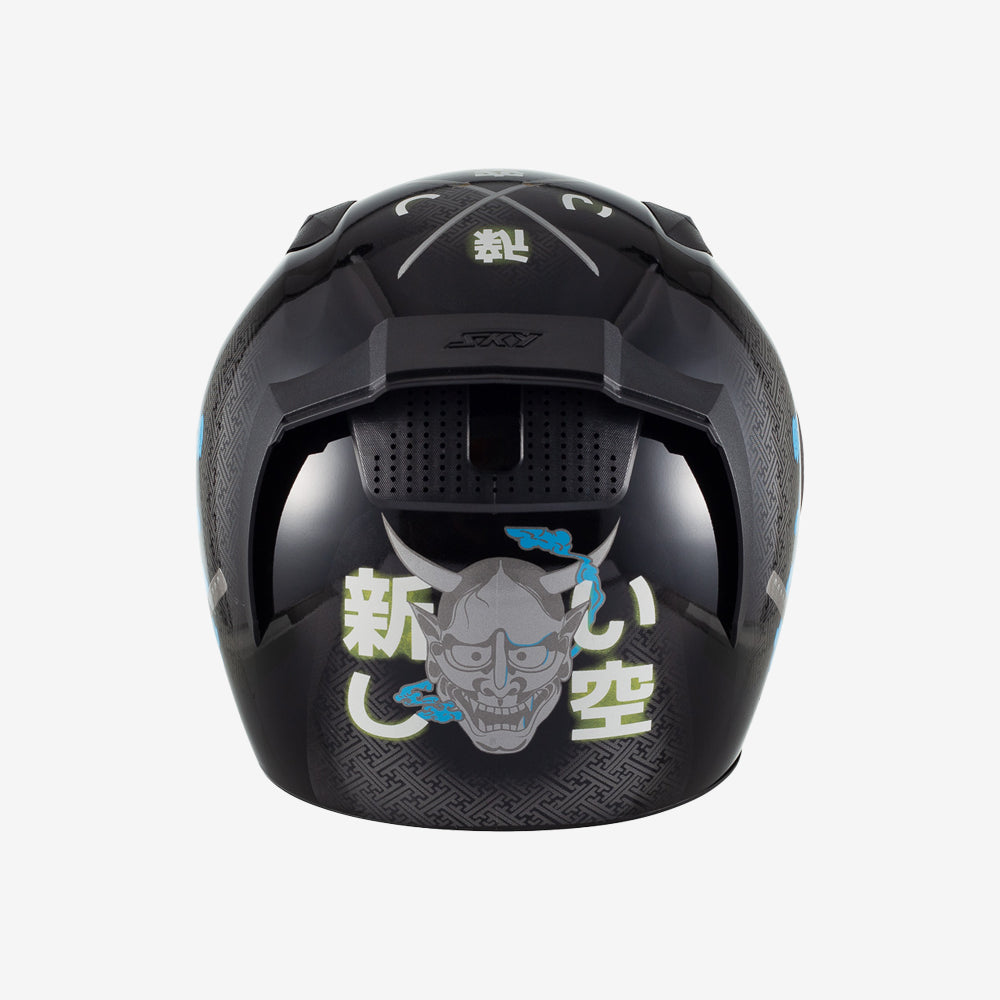 Capacete Moto Sky Two Samurai Preto Fosco Azul