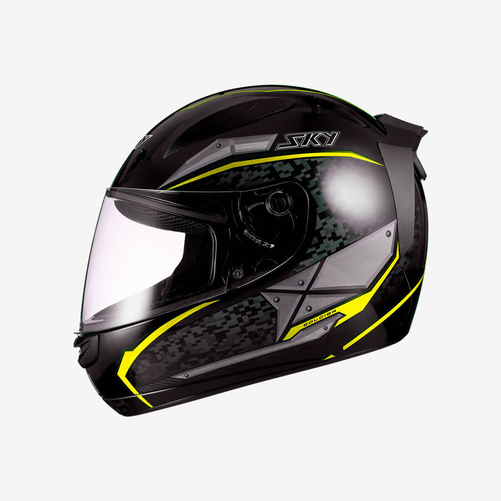 Capacete Moto Sky Two Soldier Preto Fosco Amarelo