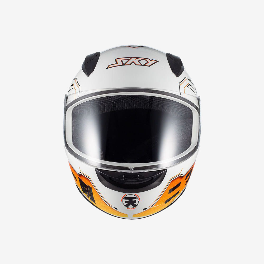 Capacete Moto Sky Two Sorah Branco Brilho Laranja
