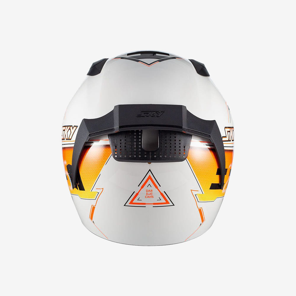 Capacete Moto Sky Two Sorah Branco Brilho Laranja