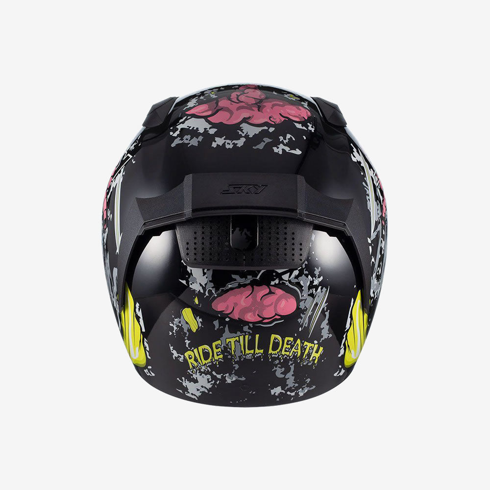 Capacete Moto Sky Two Zombie Integral Preto Brilho Verde
