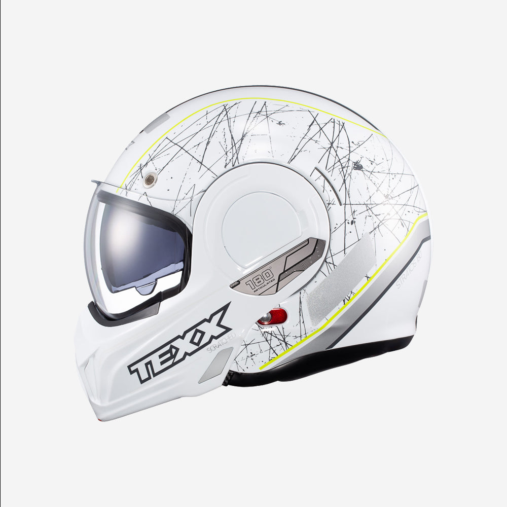 Capacete Texx Stratos 180 Escamoteavel Scratched Branco e Verde