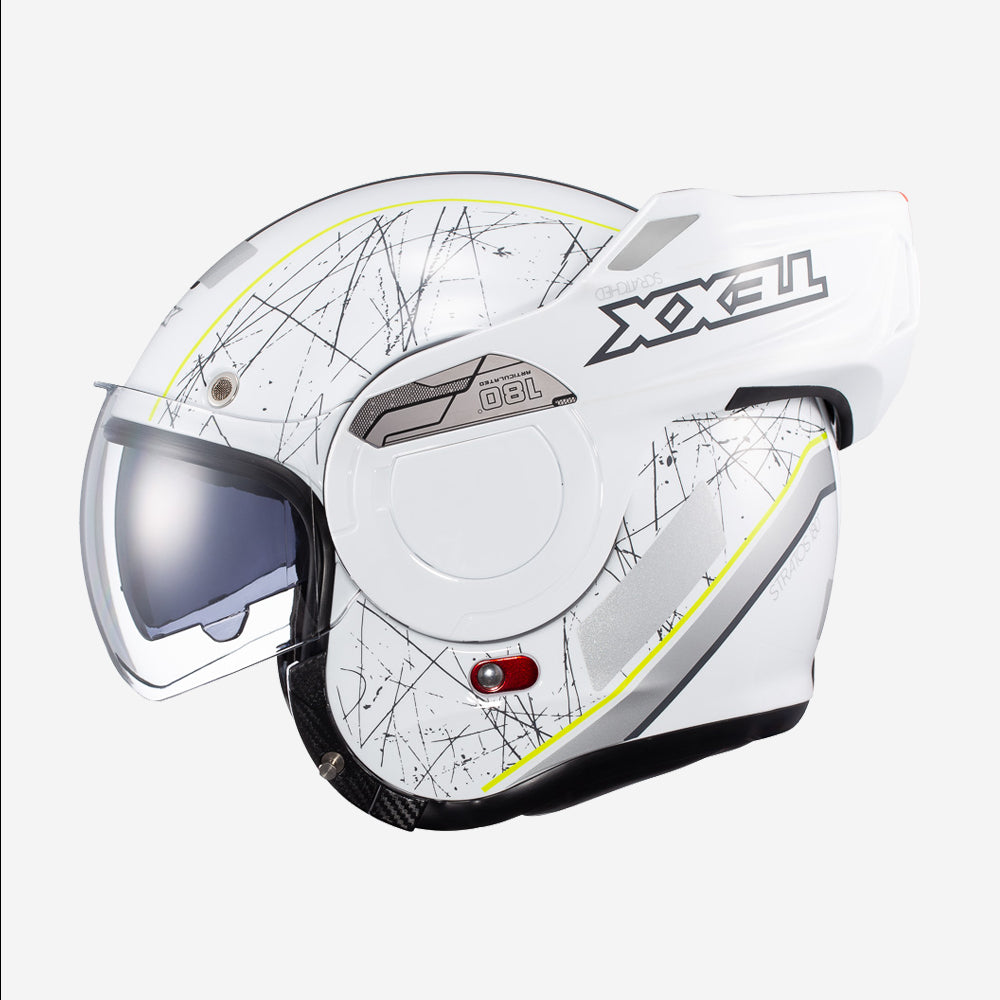 Capacete Texx Stratos 180 Escamoteavel Scratched Branco e Verde