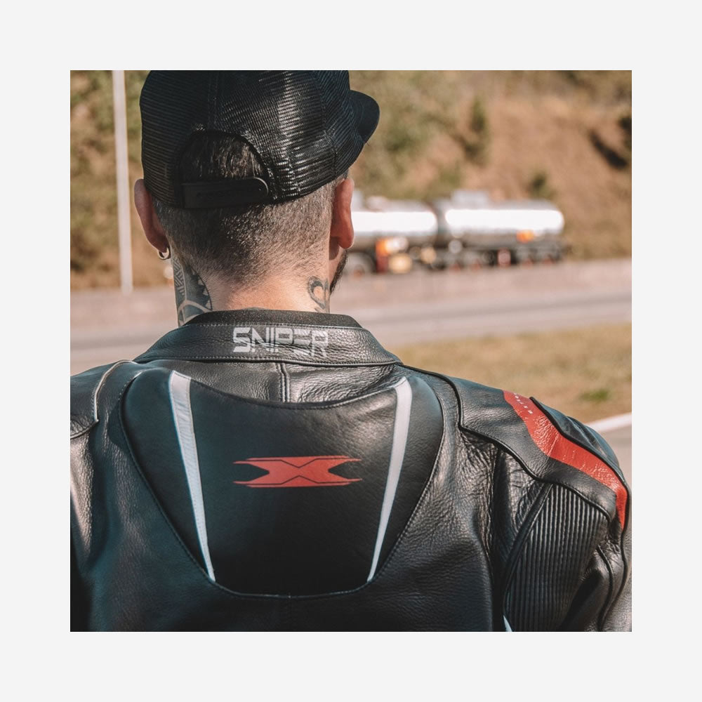 Jaqueta Texx Masculina Sniper V2 Motociclista Preta e Vermelha