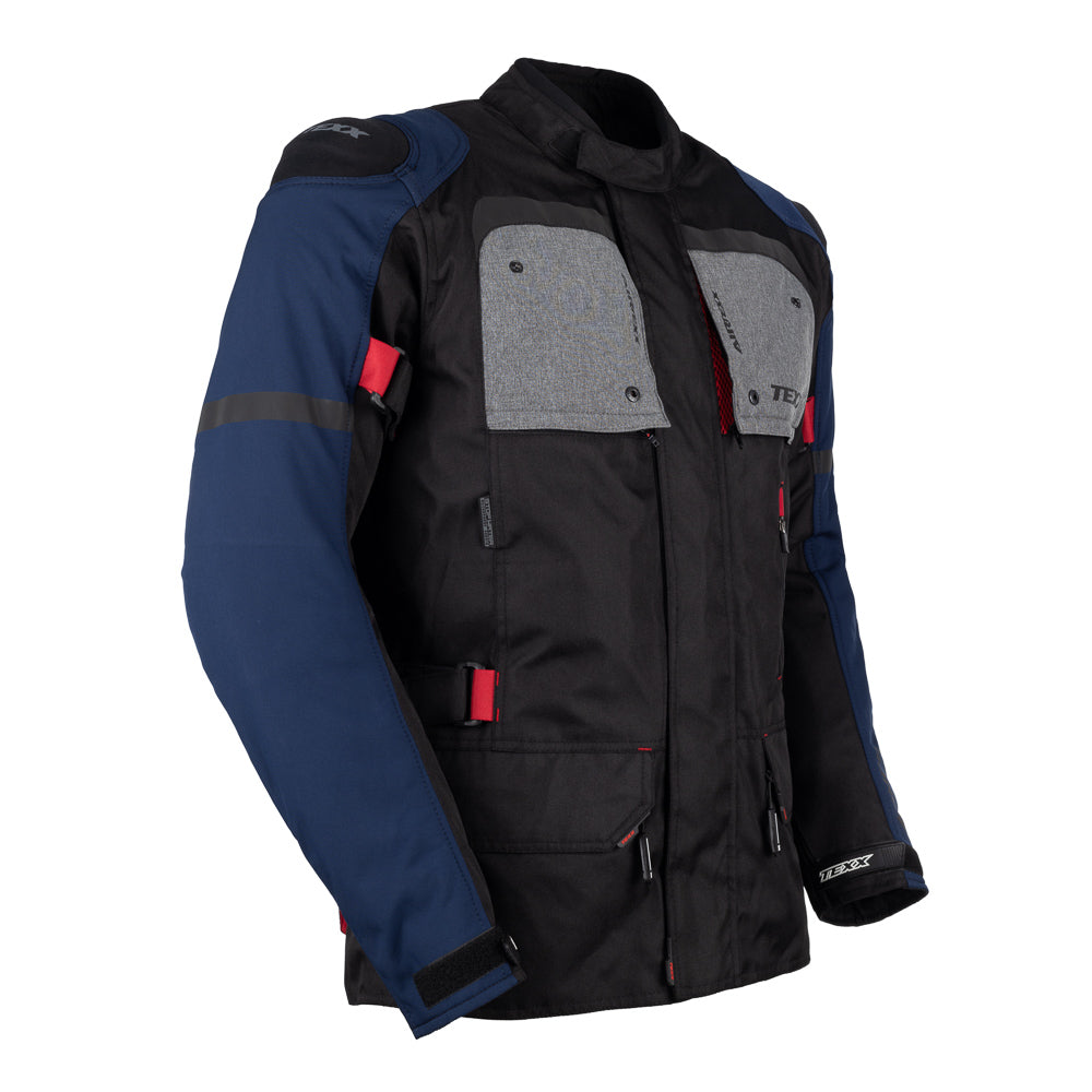 Jaqueta Texx Masculina Armor Motociclista Preta e Azul