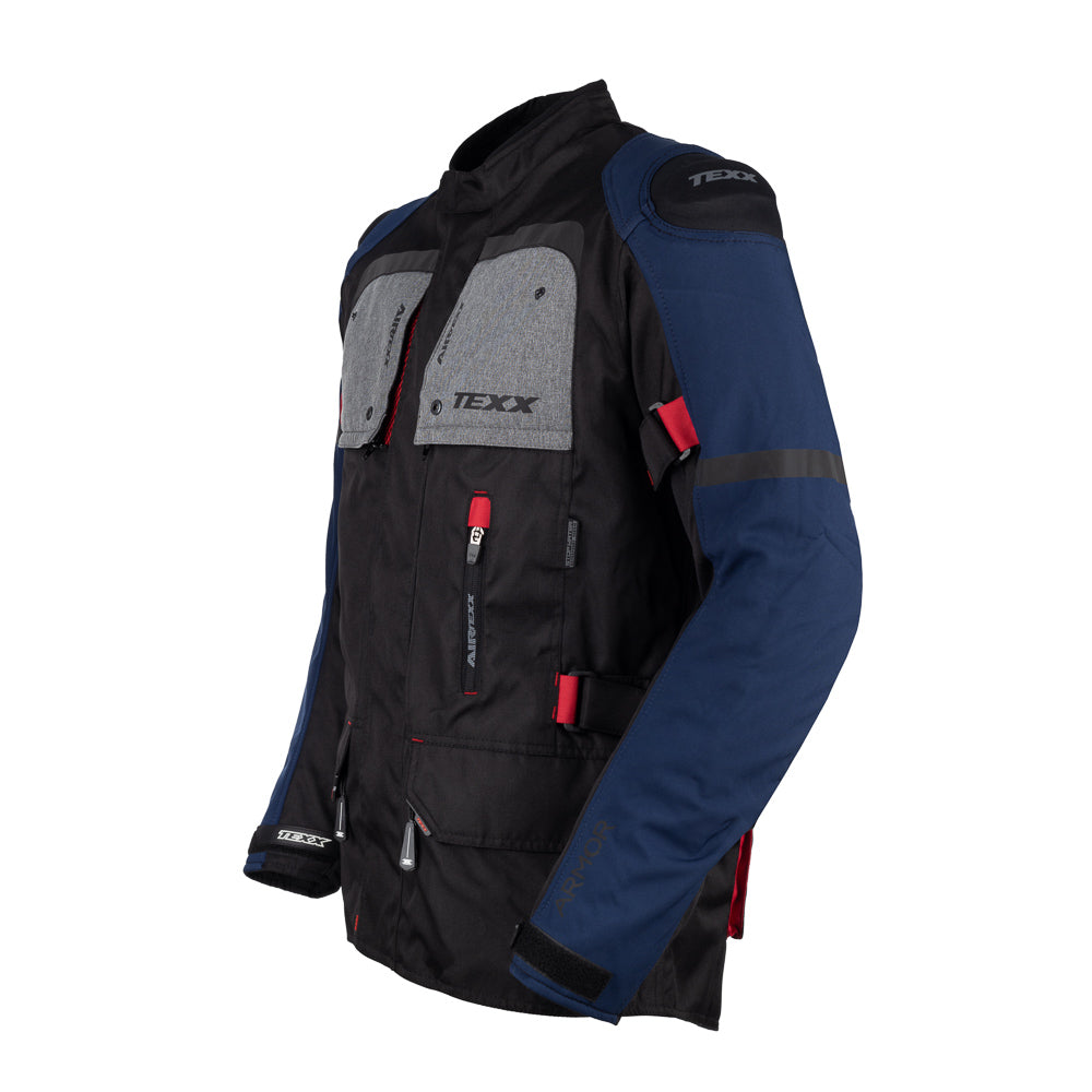 Jaqueta Texx Masculina Armor Motociclista Preta e Azul