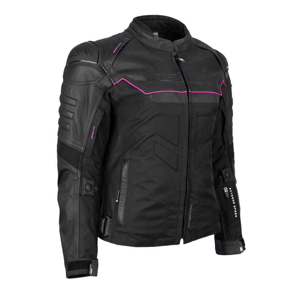 Jaqueta Texx Feminina Falcon V2 Lady Motociclista Preta e Rosa