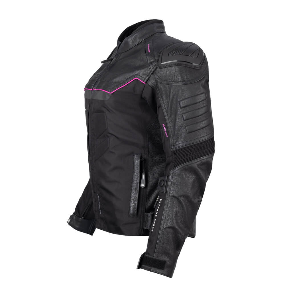 Jaqueta Texx Feminina Falcon V2 Lady Motociclista Preta e Rosa