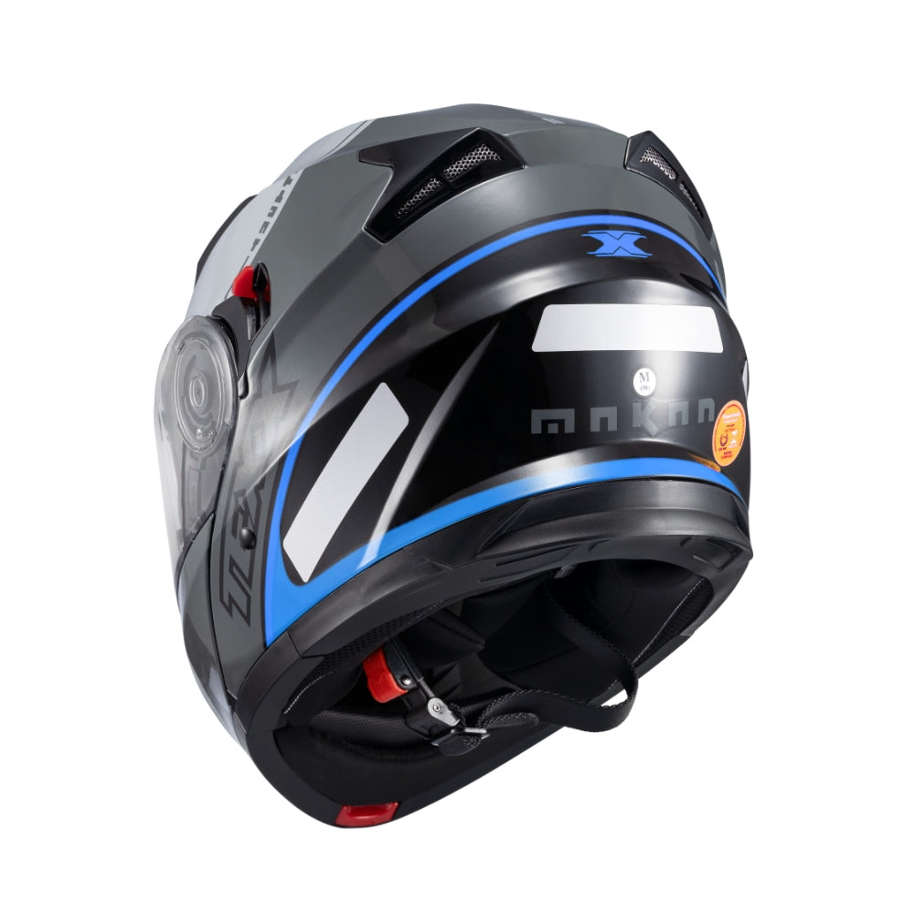 Capacete Gladiator Texx Escamoteavel V3 Makan Cinza e Azul