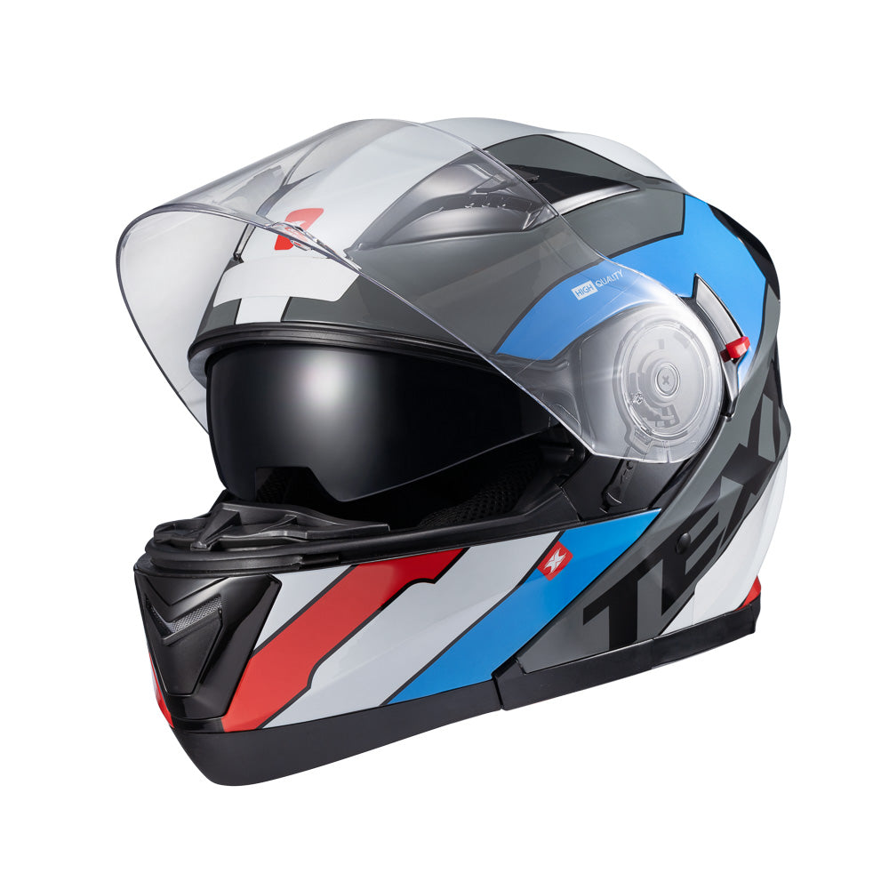 Capacete Gladiator Texx Escamoteavel V3 Reisen Azul e Vermelho