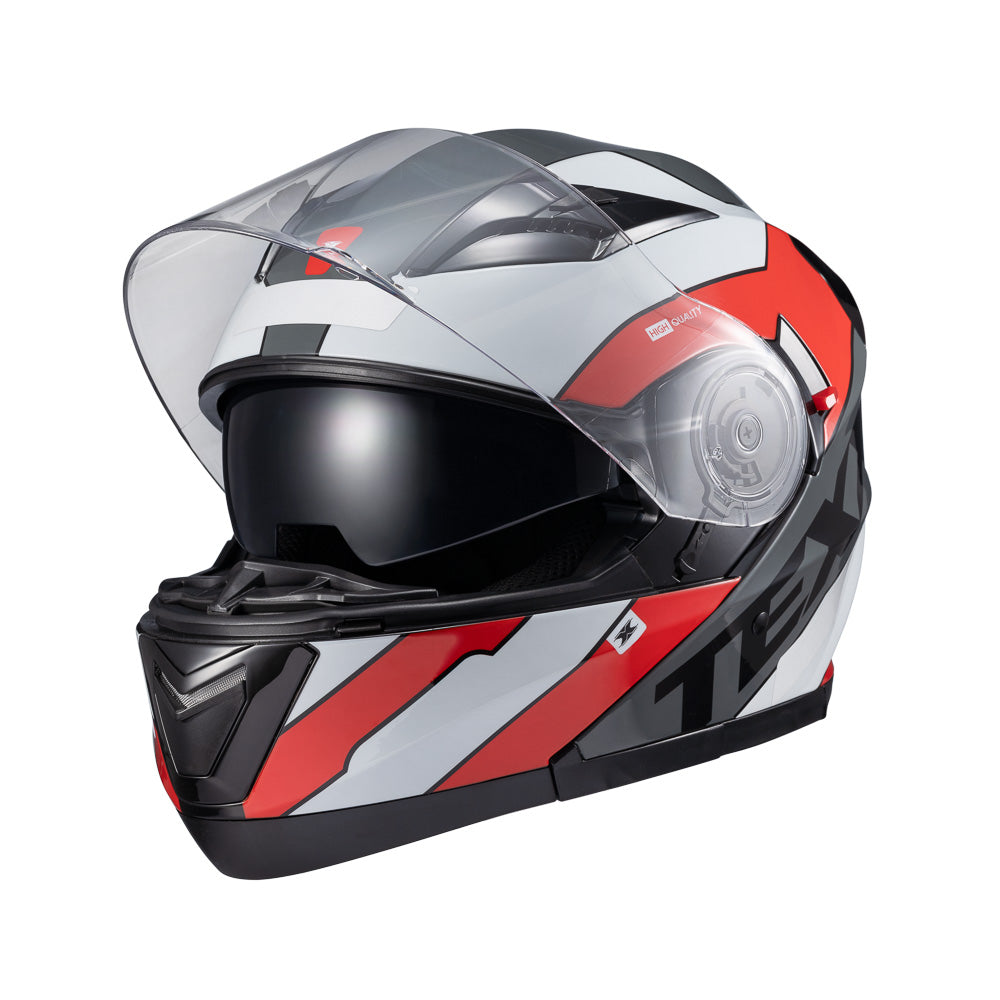 Capacete Gladiator Texx Escamoteavel V3 Reisen Vermelho e Branco