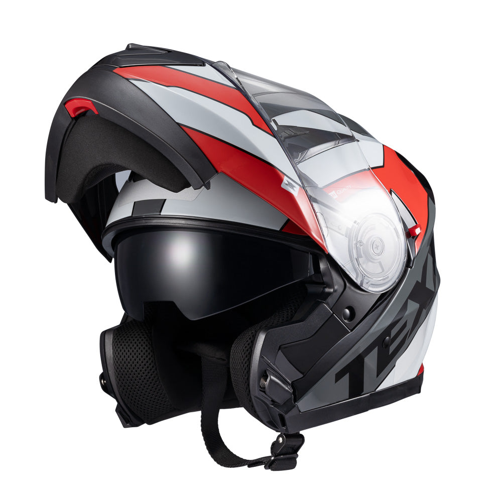 Capacete Gladiator Texx Escamoteavel V3 Reisen Vermelho e Branco