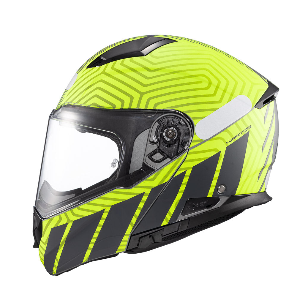 Capacete Escamoteável Texx Escam Kratos Cyber Cinza Verde Fosco