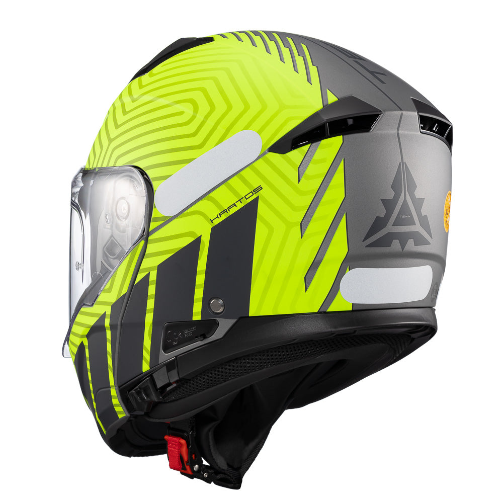 Capacete Escamoteável Texx Escam Kratos Cyber Cinza Verde Fosco