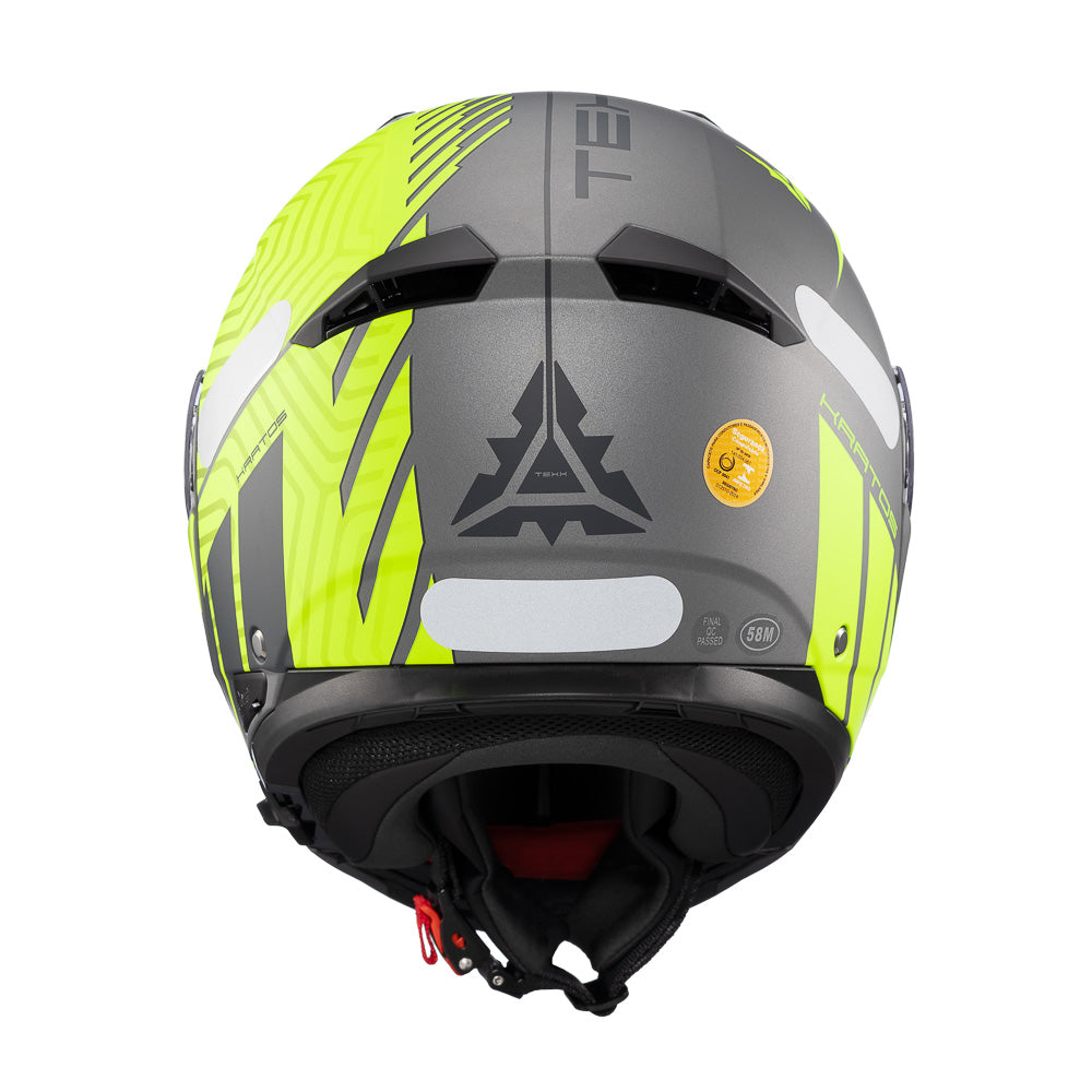 Capacete Escamoteável Texx Escam Kratos Cyber Cinza Verde Fosco