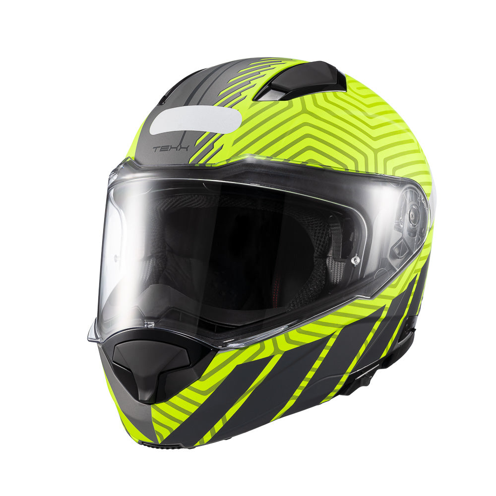 Capacete Escamoteável Texx Escam Kratos Cyber Cinza Verde Fosco