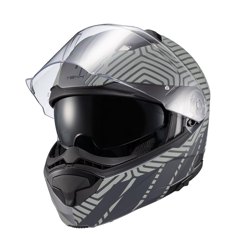 Capacete Escamoteável Texx Escam Kratos Cyber Cinza Fosco