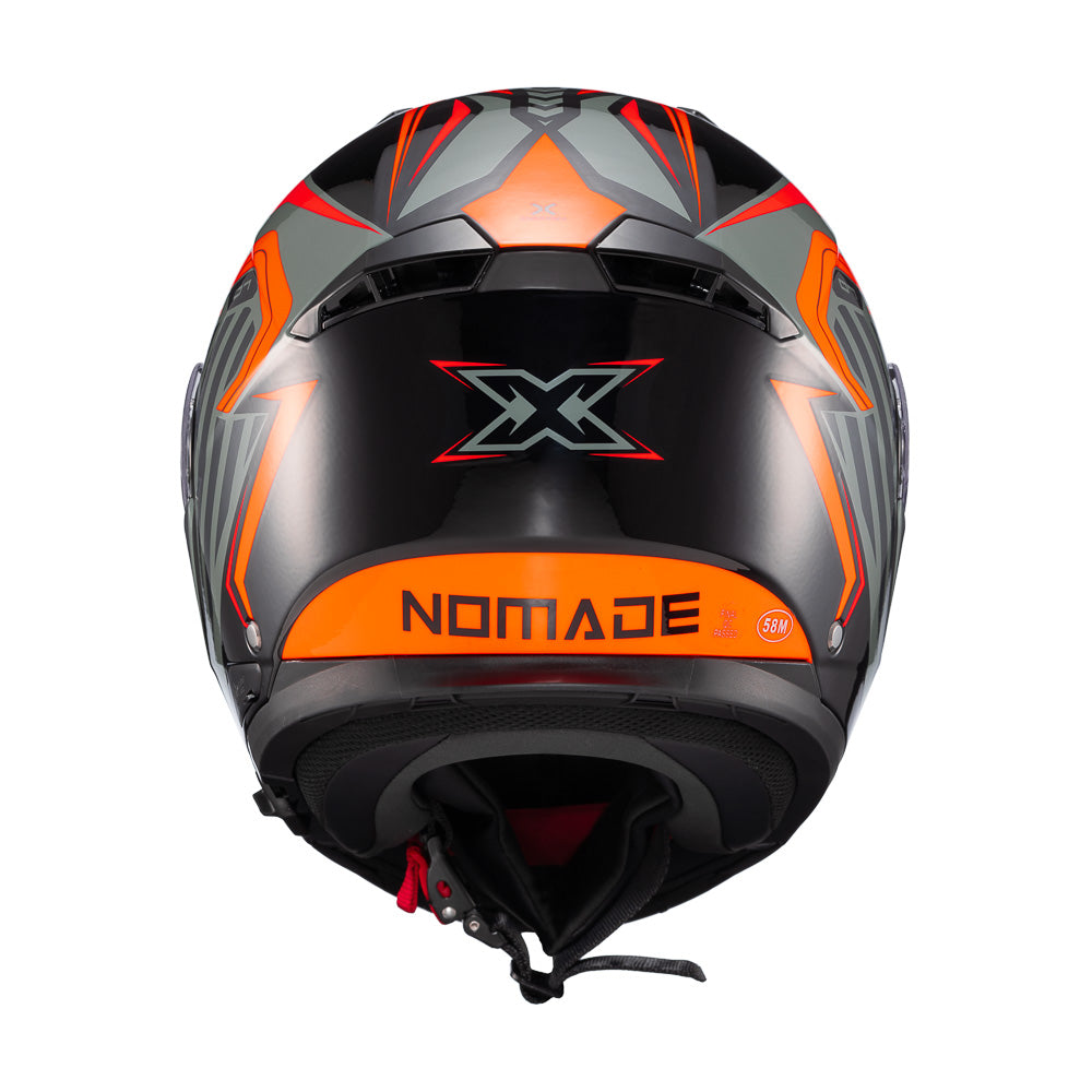 Capacete Texx Escamoteavel Kratos Nomade Preto Laranja Cinza Brilho