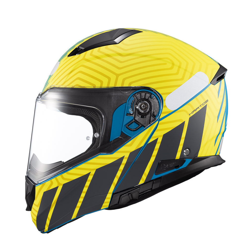 Capacete Texx Escamoteável Kratos Cyber Azul Amarelo Fosco