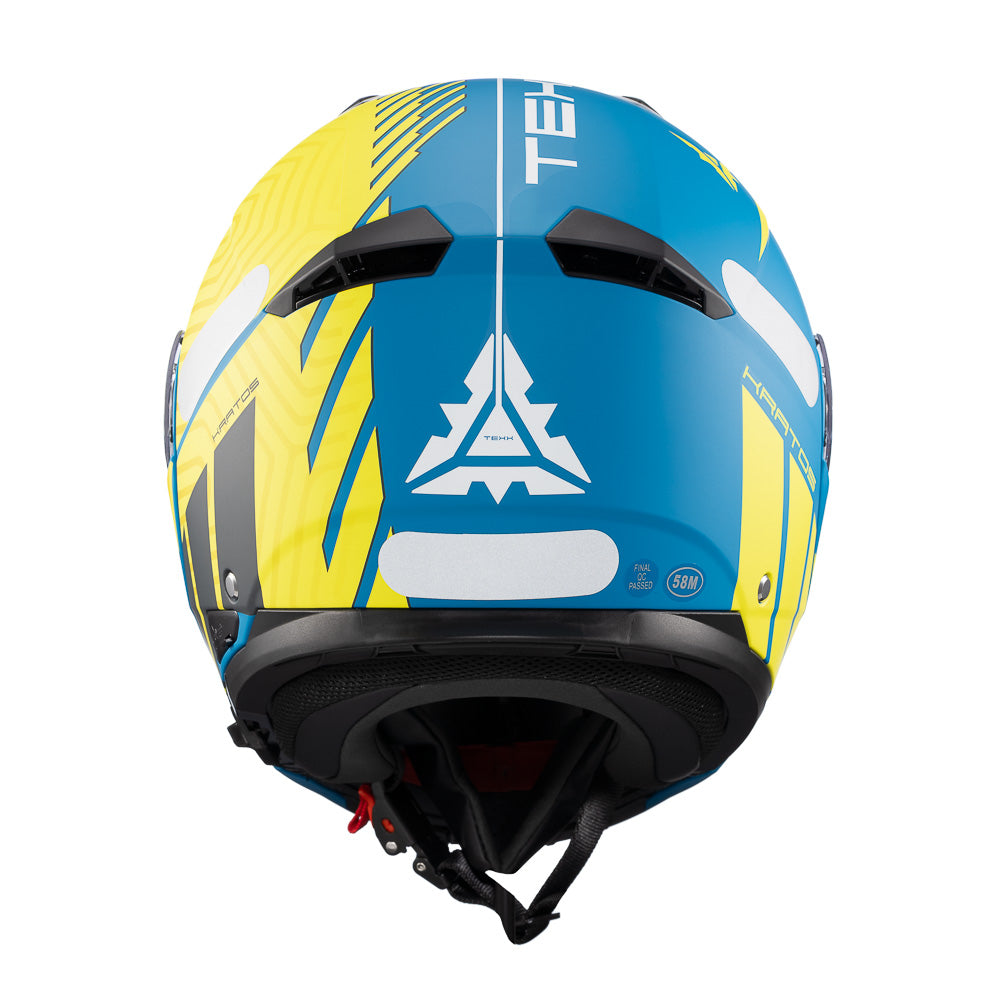 Capacete Texx Escamoteável Kratos Cyber Azul Amarelo Fosco