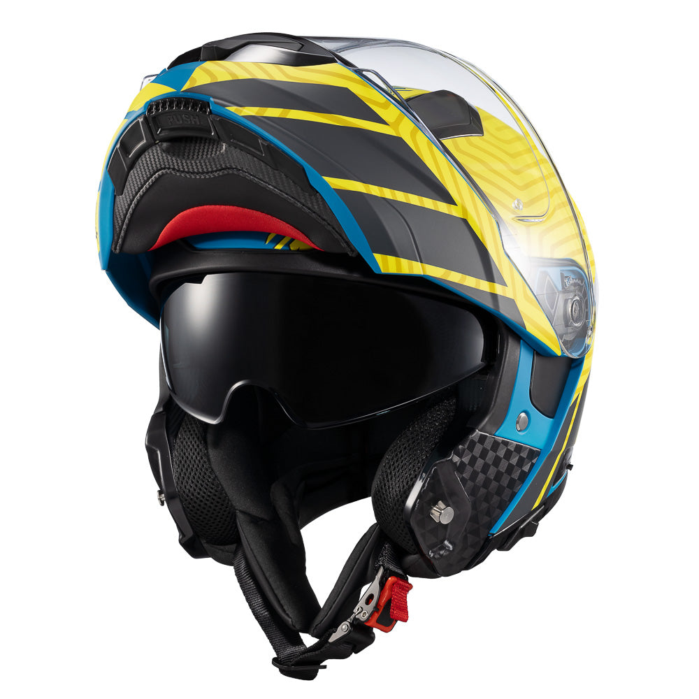 Capacete Texx Escamoteável Kratos Cyber Azul Amarelo Fosco