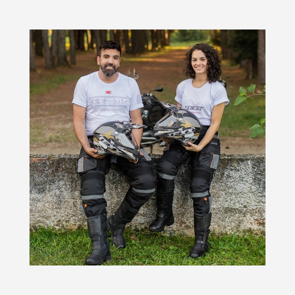 Calça de Motocicleta Texx Armor Masculina Cinza e Laranja