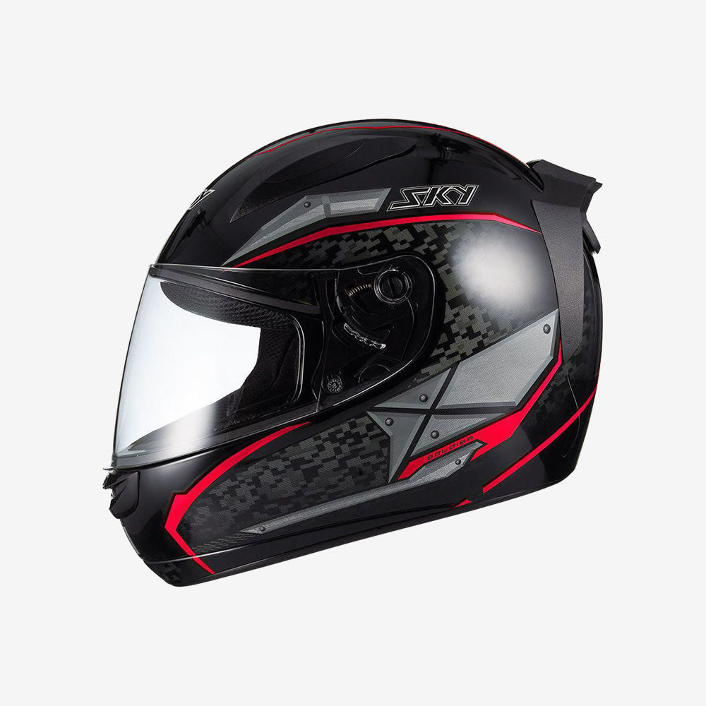 Capacete Moto Sky Two Soldier Preto Fosco Vermelho